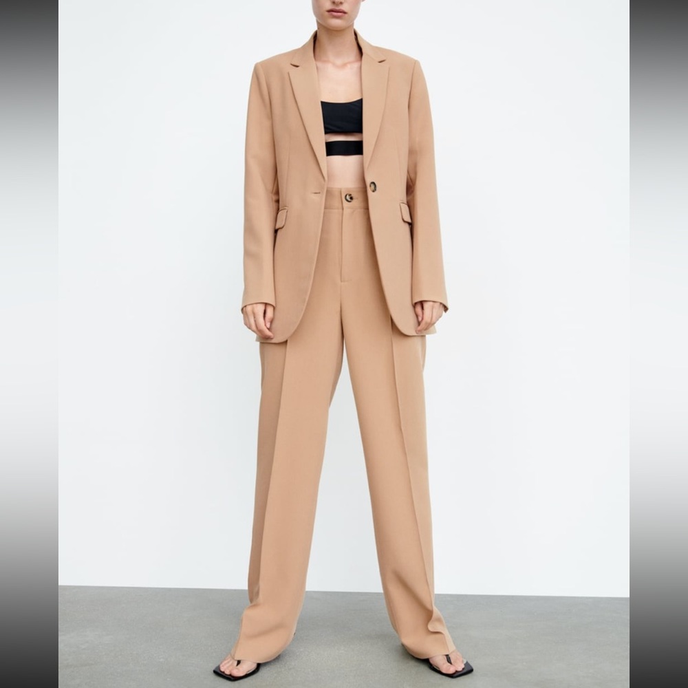 Taupe brown, wide leg dress pants, medium, NEW, ZARA